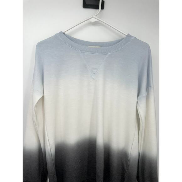 Knox Rose Ombre Long Sleeve Crew Neck Sweatshirt Blue/White/Grey XS Cozy Soft - Picture 2 of 11